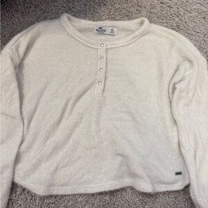Hollister Cream Relaxed Buttoned Sweatshirt